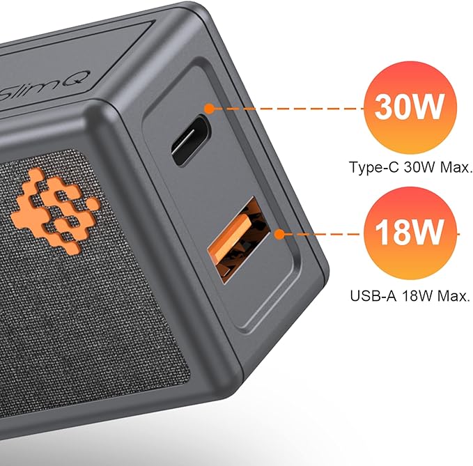 𝐒𝐥𝐢𝐦𝐐 30W USB C GaN Quick Charger PD Mini Type C Wall Fast Charging Block Adapter Foldable Plug Compact Mini GaN Charger for iPhone 13Pro/Max12Mini/iPad Pro/Galaxy/Note 20/Pixel(Upgrade, Grey)