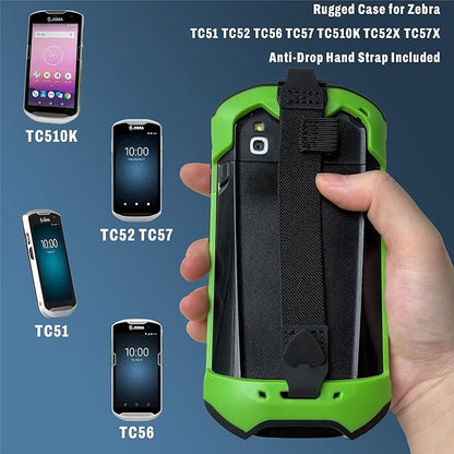Case for Zebra TC51 TC510K TC52 TC52X TC56 TC57 TC57X TC520 TC520K – Rugged Protective Cover with Strap, Bumper, Boot-Style Holster, Handheld Barcode Scanner Accessory SG-TC51-EXO1-01 (Green)