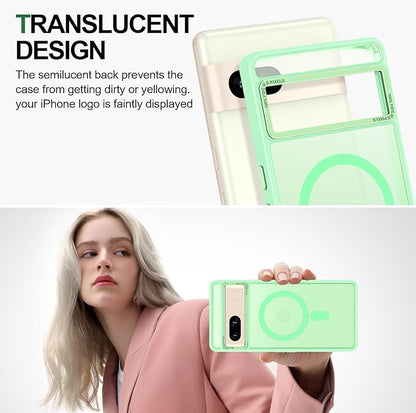 Magnetic for Google Pixel 7 Case, [Military Grade Drop Protection] [Compatible with MagSafe] Shockproof Slim Translucent Matte Anti-Slip for Women Girls Men Case, Matcha Green
