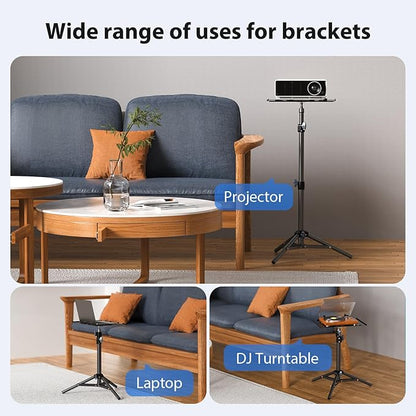 LEORFI Projector Stand Tripod, Laptop Tripod Stand, Foldable Portable Projector Floor Mount, Height Adjustable from 17.7" to 45.2", with Folding Plate, Capacity 22lb, for Outdoor Movies, Home, Office