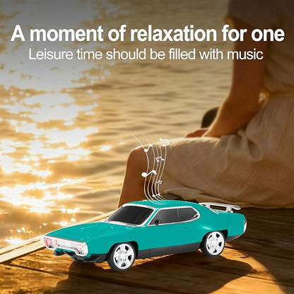 Retro Car Bluetooth Speaker with HD Stereo Sound, TWS Pairing, LED Party Lights, Built-in Microphone, Portable Wireless American Vintage-Style Bluetooth Speaker for Home, Office & Outdoor (Green)