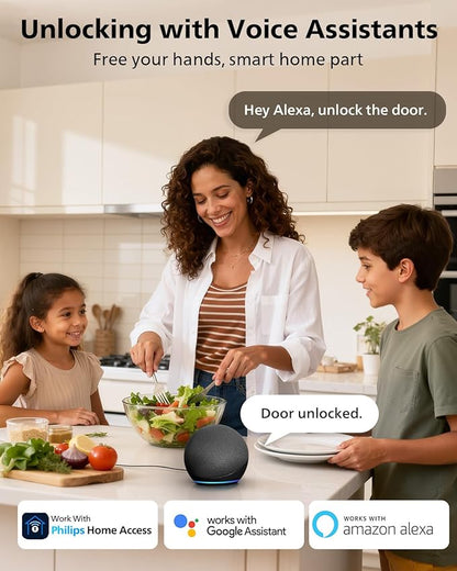 Philips WiFi Smart Keypad Deadbolt Lock, App Remote Control, No Hub Required, Support Alexa & Google Assistant, Keyless Entry Door Lock with Auto Lock, Digital Smart Locks for Front Door, Satin Nickel