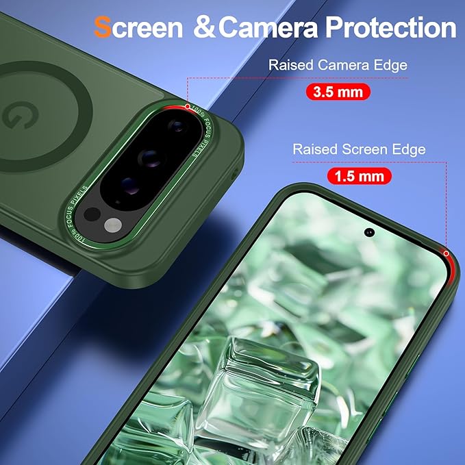 Magnetic for Google Pixel 10 Pro XL Case, [Military Grade Drop Protection] [Compatible with MagSafe] Shockproof Slim Translucent Matte Anti-Slip for Women Girls Men Case, Forest Green