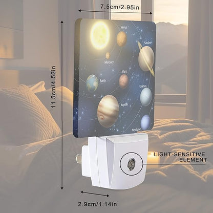Smoaffly Planet Solar System Universe Galaxy Space Night Light Plug-in LED Nightlights Auto Sensor Night Lamp Dusk-to-Dawn Lamp Home Decor for Nursery Children Girls Boys