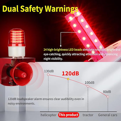 kbaoele AC110V Industrial Siren Alarm Strobe Light-120dB Loud Horn&Red Beacon Warning Light,Waterproof Indoor/Outdoor Safety Alarm for Emergency,Factory,Office,Fires,Tornado,Intruders,Animal Deterrent