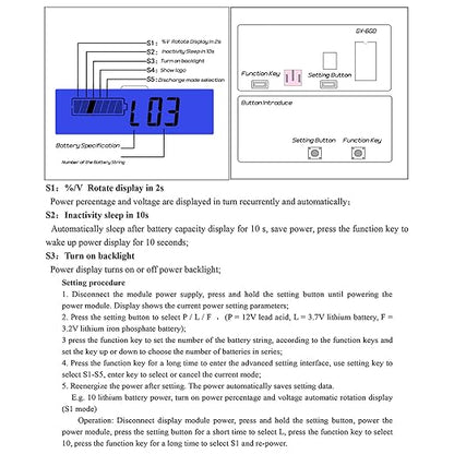DC 12V 24V 36V 48V 60V 72V 84V Golf Cart Battery Meter with Alarm, Front Setting and Switch Key Battery Capacity Voltage Indicator Gauge Acid and Lithium ion Indicator(Blue)