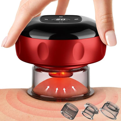 Cakoutanb Smart Cupping Therapy Massager, 7 in 1 Red Light Cupping Therapy Set with 2 Modes for Targeted Pain Relief, Muscle Soreness,Tighter Skin, Cupping Kit with 12 Levels Suction and Heat,1 Pack