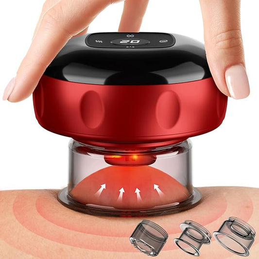 Cakoutanb Smart Cupping Therapy Massager, 7 in 1 Red Light Cupping Therapy Set with 2 Modes for Targeted Pain Relief, Muscle Soreness,Tighter Skin, Cupping Kit with 12 Levels Suction and Heat,1 Pack