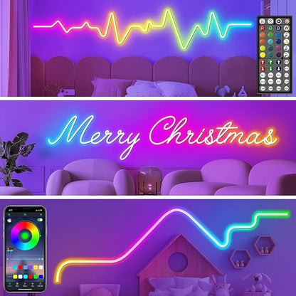 SINLEY Led Neon Rope Lights,Control with App/Remote,Flexible Led Rope Lights,Multiple Modes,IP68 Outdoor RGB Neon Lights Waterproof,Music (32.8FT)