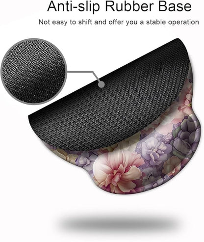 Ergo Comfort Gel Wrist Rest Mouse Pad-Ergonomic Office Mousepad with Wrist Support-Non-Slip, Design Desk Accessories Mat for Home&Game Decor Boho Floral
