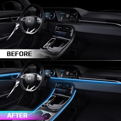 RGB Acrylic Ambient Lighting Car Lights, LED Strip Lights with APP Control, 593 LEDs Interior Car Lights, 6 in 1 Neon Car Ambient Lighting Kit