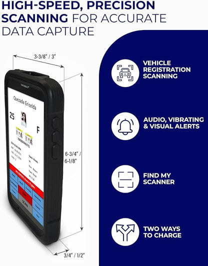 ID Scanner - Drivers License and Passport Scanner and Reader - Age Verification and Customer Management - Quantum Edge V3 Includes Handheld Scanner, Outer Carry Case, & Accessories