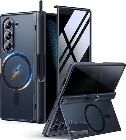 MOBOSI for Z Fold 6 Case with Privacy Screen Protector [Compatible with Magsafe], [Built-in Kickstand&Full Body Hinge Protection] Shockproof Phone Cover for Samsung Galaxy Z Fold6, Black