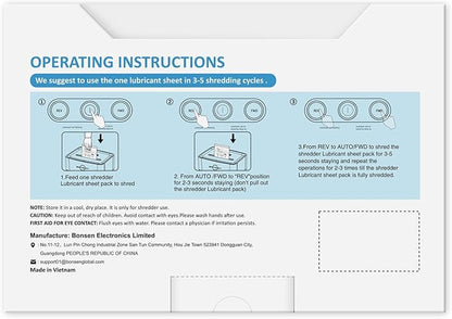 BONSEN Paper Shredder Sharpening & Lubricant Sheets-Pack of 50