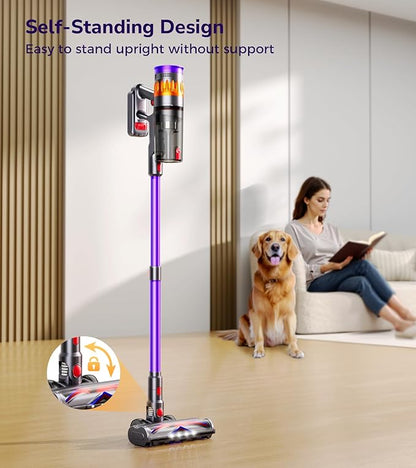 Cordless Vacuum Cleaner, 600W 50Kpa 70 Mins Cordless Stick Vacuum, Self-Standing Wireless Vacuum with Touch Screen, Charging Dock, Anti-Tangle Rechargeable Vacuum Cleaners for Home/Pet Hair/Carpet