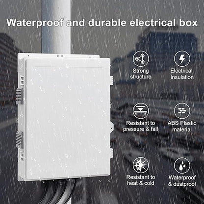 Namunanee Outdoor Electrical Junction Box with High Power Outlet, ABS Water Resistant Enclosure with Internal Mounting Panel & Hinged Cover. (18.1" H* 12.6" L* 4.3" W & Outlet)