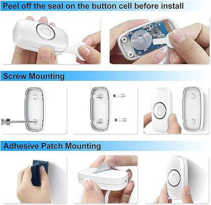 Wireless Doorbell, Remote Door Bell Ringer Wireless Long Range 1000FT, Matt Finish, SECRUI Wireless Doorbells for Home with 3 Plug-in Doorbell Chime and 2 Waterproof Ringer Button (White)