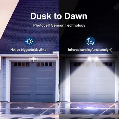 EMANER Motion Activated Security Light, Motion Sensing & Dusk to Dawn Adjustable, AUTO Dim & Keep On 4 Lighting Mode Option, 5000K 28W Hardwired LED Floodlight (White, 1-Pack)
