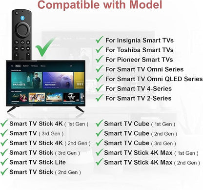 Replacement Remote for All FireSeries,Remote for TV Stick (HD, 4K, 4K Max, Lite),TV Cube,Remote for Hisense,TCL,Insignia,3rd Gen,Omni,QLED Smart TVs with Voice