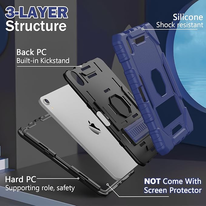 Grifobes Case for iPad Mini 7 (A17 Pro) 2024 / Mini 6 2021 8.3 inch, Heavy Duty Shockproof Rugged Cover with Pencil Holder Stand, for I Pad Mini 7th/6th Gen 8.3" Case for Kids Boys (Navy Blue)
