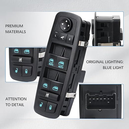 WUANGKI Power Master Window Switch | Front Driver Side | 9+3 Pins | Compatible with 2012-2015 Dodge Grand Caravan, Chrysler Town, Country, Ram 1500 2500, 2015 Ram 3500 | Replace OE 68110867AB