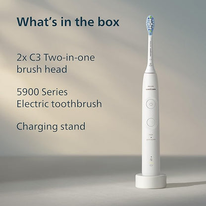Philips Sonicare 5900 Series Electric Toothbrush - Next-Generation Sonicare Technology, Pressure Sensor, 6 Brushing Settings, SmarTimer, BrushPacer, 21-Day Runtime, White, Model HX7130/02