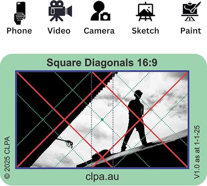 CLPA Basic Photographic Viewfinder Set: Rule of Thirds, Square Diagonals, Vanishing Point & Golden Triangle for Art, Photography, & Video