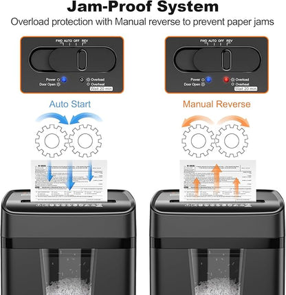 Bonsaii 12-Sheet Micro-Cut Paper Shredders for Home Office, Heavy Duty Document Shredder with 5.5 Gallon Pullout Bin for CD/Credit Card/Staple, 30 Mins Continuous Run Time, P-4 High Security, C282-B