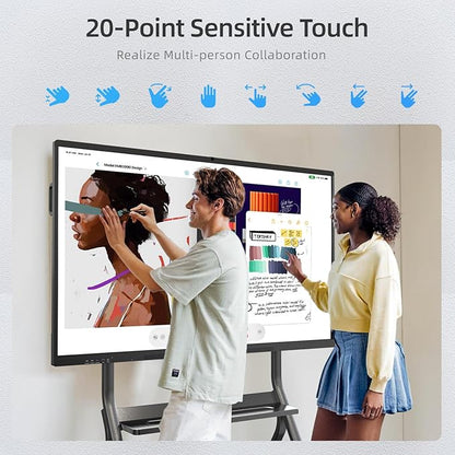 QIXZOCV 75" Smart Board, Interactive Whiteboard, 4K Electronic Board, UHD Touchscreen, Android 13, 8+128G, All in One Smartboard for Classroom Office Home (Wall Mount Included)