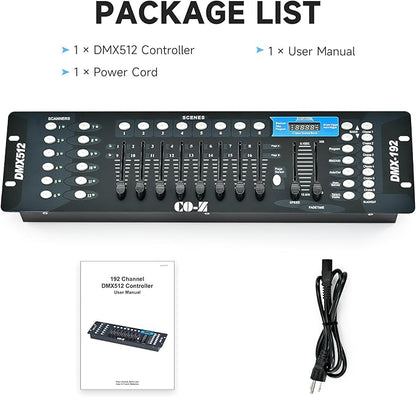 CO-Z 192 DMX 512 Stage DJ Light Controller Lighting Mixer Board Console for Light Shows, Party Disco Pub Night Club DJs KTV Bars and Moving Heads