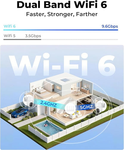 Security Cameras Wireless Outdoor 5G& 2.4G, No Subscription, 2 Cam-Kit,4MP Solar Powered Home Security Cameras System With 360°PTZ,128GB Local Storage,Color Night Vision WiFi Cameras for Home Security