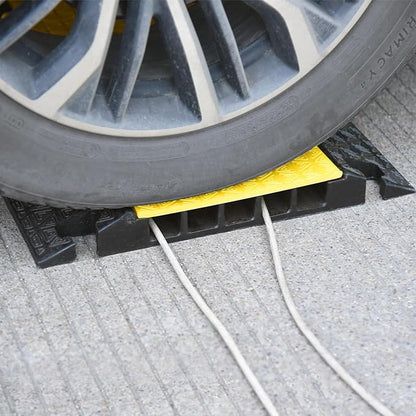 OranLite Rubber Cable Protector Ramp, Heavy Floor Cable Wire Cord Cover Speed Bumps 22000Lbs Load Capacity, Driveway Hose Cable Ramp Protective Cover for Indoor and Outdoor (5-Channel x 2Pcs)