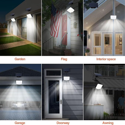 JumJam 153 LED Solar Wall Lights, 180° Beam Angle Security Lights Outdoor with Remote, Motion Sensor Lights with 3 Modes, Waterproof Flood Lights for Porch, Patio,Yard,Garage, 4 Pack