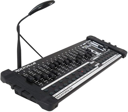 Rockville ROCKFORCE W4 384 Channel Wireless DMX Lighting Controller, MIDI Control, Built-in 2.4GHz Transmitter, Music Triggering, Wide Voltage Input, for DJs and Stage Lighting