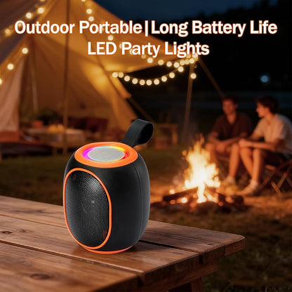 Portable Bluetooth Speaker – 8W HD audio quality, TWS stereo pairing, LED light show, compact and portable, suitable for outdoor use, can be used in cars, travel and parties, a cool teen gift(Orange)