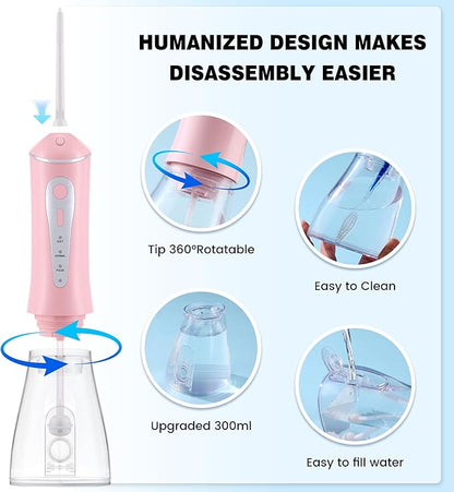 ZUAMEGURechargeable Water Flosser for Teeth Cleaning - Designed for Teeth, Portable Oral Irrigator, IPX7 Waterproof, Includes 5 Professional Tips - Ideal for Daily Oral Care and Family Travel Use