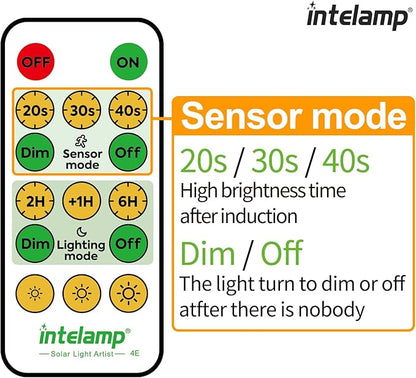 intelamp Solar Flood Lights Outdoor Waterproof, 6000mAh 1200LM Solar Powered Dual Motion Sensor LED Lighting Dusk to Dawn Security Floodlight Exterior with Remote 9.8ft Cable for Outside Garden House