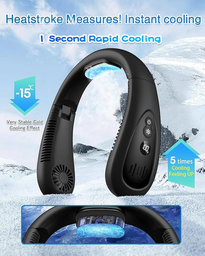 GAITIR Neck Air Conditioner, Portable Neck Fan with Cooling Plate 360°Cooling Airflow, 5000mah Rechargeable USB Fan Hands Free Bladeless Wearable Foldable Mini Fan for Men Women Home Office Outdoor