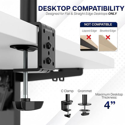 VIVO Extra Tall Single Monitor Desk Mount, 39 inch Pole VESA Stand for 13 to 32 inch Screens and up to 38 inch Ultrawides, Holds 22 lbs, Black, STAND-V011