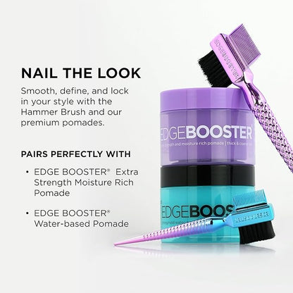 STYLE FACTOR EDGE BOOSTER® Mini Hammer Brush Travel Size | Baby Hair Brush & Double-Sided Edge Control Comb with Boar Bristles | Rat Tail for Precision Styling | Travel Brush for Edges & Baby Hair