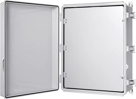 Gratury Junction Box, IP67 Waterproof Plastic Enclosure for Electrical Project, Hinged Grey Cover, Includes Mounting Plate and Wall Bracket (Grey Cover with Inner Door, 20"×16.1"×7.9")