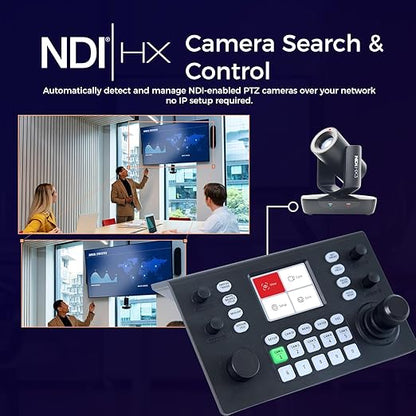 RGBlink NDI PTZ Camera Controller, PoE Powered, 3D Joystick Control,3.5 LCD Preview, Multi-Protocol Support, for Church Worship, Webinars & Live Streaming (RGBBKT)