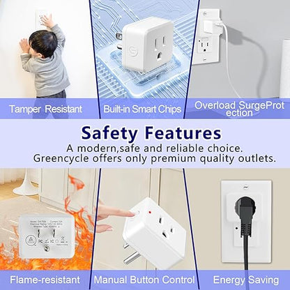Remote Switch Outlet 2Sets, GreenCyle Outlet Plug with Remote, Wireless On/Off Light Switch Wall Mounted, 15A/1500W, TUV Listed, No Wiring Needed, 500ft RF Range, for Lamps, Fans, Household