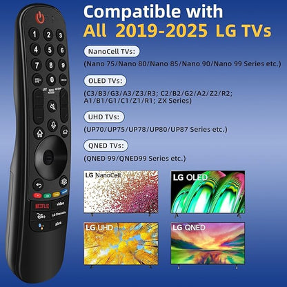 Replacement for LG TV Remote, for All 2019-2025 LG Remote Control for Smart TVs with Voice and Pointer Function, for LG Magic Remote. 1-Year Warranty.