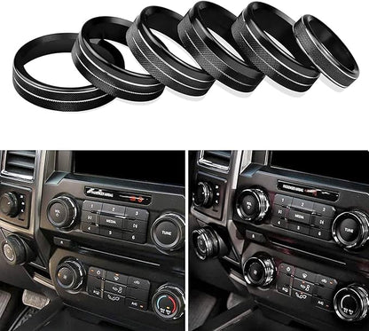 Knob Cover for F150 AC Climate Control Switch/Trailer/4WD/VOL/Tune Button Interior Center Console Trim Accessories Compatible with Ford F150 XLT 2016 2017 2018 2019 (Black 6 Pcs)