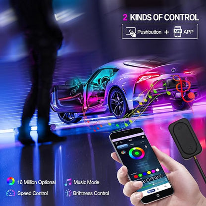 New Version Dreamcolor Acrylic Car Interior Lights 22 in 1 RGB LED Strip Lights APP Control Zoned Control System 252 Color Modes DIY Fiber Optic Ambient Lighting Kits Music Car Neon Lights