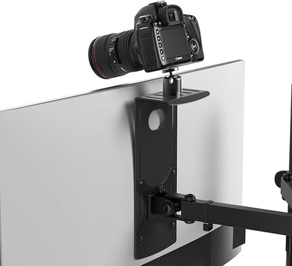 HumanCentric DSLR Monitor Mount Small, Desk Camera Mounting, Light Webcam, Microphone Shelf for Monitor VESA Arm, Replace Clamp Tripods, 100x100mm Patterns, Aluminum, Hardware Included