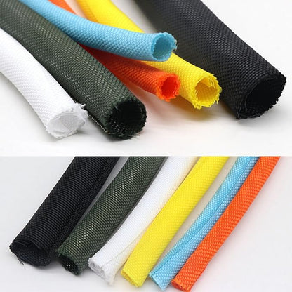HOLED 1-3/16 inch Split Braided Cable Management Sleeve for USB Cable Power Cord Audio Video Cable, Wire Loom Cord Protector from Cat Dog Chewing (Orange, 10FT)