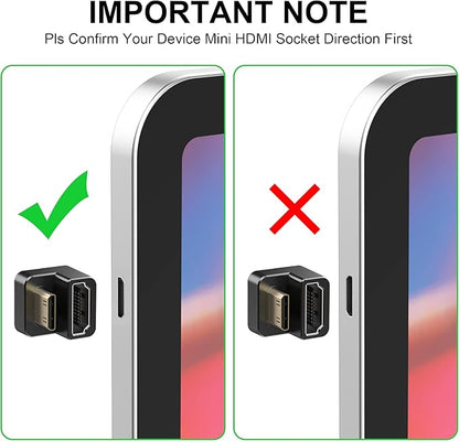 AGVEE 1 Pack (Long Side Inward) 180 Degree Angled Mini HDMI Male to HDMI Female Adapter, U-Shaped 4K@60HZ Converter Coupler Connector Extender for Portable Display Monitor Accessories, Black
