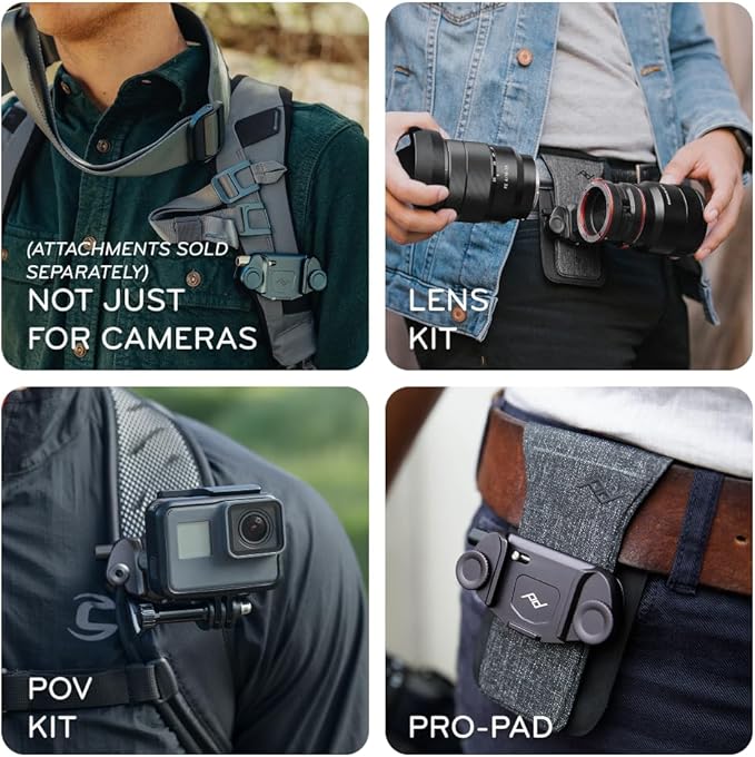 Peak Design Capture Camera Clip V3, Kelp with Plate, Holds DSLR, Compact and Point and Shoot Bodies, Secure, Stable and Accessible, Attaches to Straps and Belts, Quick Release, 200 lb Capacity